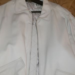 white leather coat